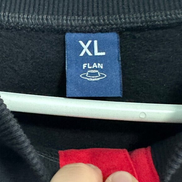 FLAN Red‎ & Black Wide Striped 1/4 Button Sweatshirt Sz XL - Picture 3 of 6